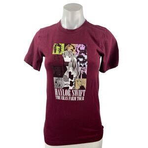 COWS Haylor Swift The Eras Farm Tour Red Maroon Crew Taylor T Shirt Tee Top XS